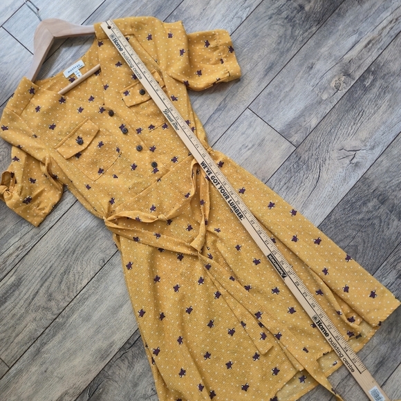 Monteau Los Angeles Mustard Yellow Fox Print Women's Small Dress - Picture 11 of 11